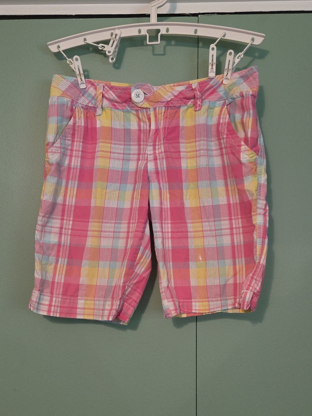 Y2k So Plaid Pink Multi Color Cotton Shorts Size 5